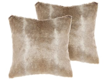 Hordeum - Set di 2 cuscini pelliccia marrone 45 x 45 cm