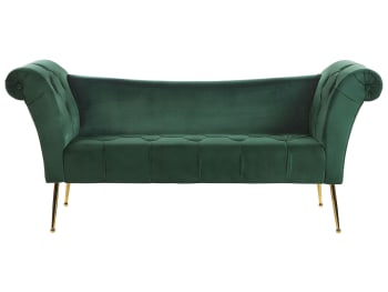 Nantilly - Chaise longue en velours vert foncé