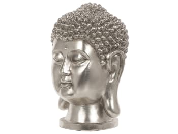 Buddha - Dekofigur Kunstharz Silber