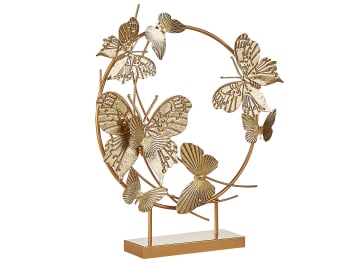 Beryllium - Dekofigur Eisen gold Kreisform mit Schmetterlingen 48 cm