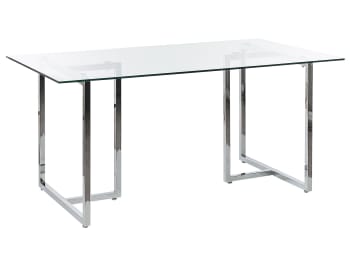 Envia - Tavolo da pranzo vetro e argento 160 x 90 cm