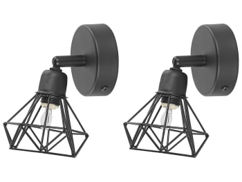 Erma - Set di 2 lampade da muro in metallo nero
