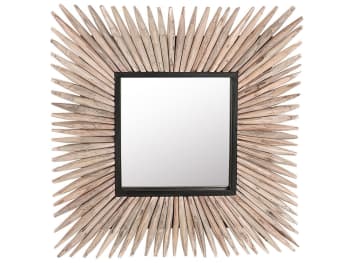 Sasabe - Miroir en bois solide bois clair 64x64