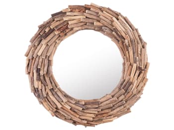 Kayenta - Specchio da parete legno chiaro ø 56 cm
