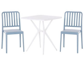 Sersale - Set de bistrot avec table et deux chaises bleu et blanc