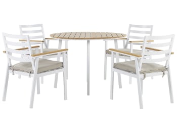 Cavoli - Set de salle à manger 4 personnes en aluminium blanc