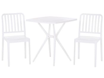 Sersale - Set de jardin avec table et 2 chaises blanc