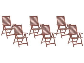 Toscana - Lot de 6 chaises de jardin bois foncé