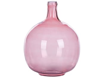 Chappathi - Jarrón decorativo en vidrio rosa H31