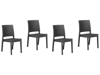 Fossano - Lot de 4 chaises de jardin gris foncé
