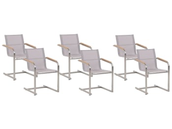Cosoleto - Lot de 6 chaises de jardin beiges