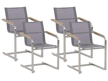 Cosoleto - Lot de 4 chaises de jardin grises