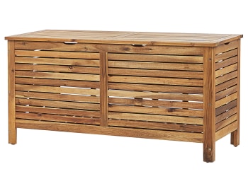 Baúl Outsunny con almacenamiento madera blanco 60x127x56 cm