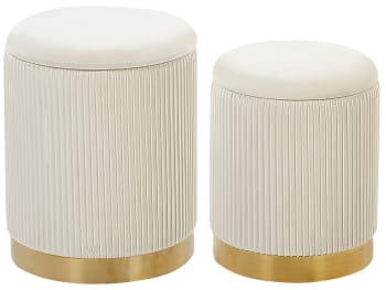 Miramar - Set di 2 pouf contenitore velluto bianco