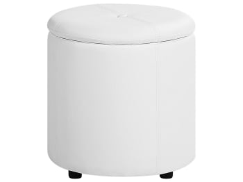 Maryland - Pouf contenitore in ecopelle bianco 38 x 40 cm