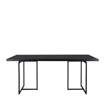 Class - Table à manger chevrons bois et métal 180x90cm noir