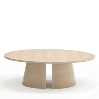 Cep - Table basse ronde en bois D110cm bois blanchi
