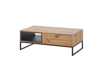 Odin - Table basse style industriel 120 cm bois