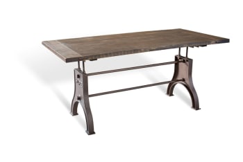 Silver lake - Table industrielle ajustable en bois marron