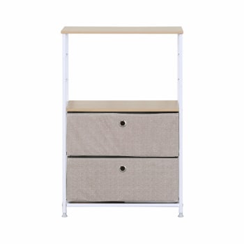 NORDIC - Cabinet de rangement 1 étagère et 2 tiroirs en métal et tissu