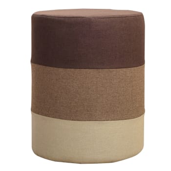 ENJOYRELAX - Taburete reposapiés de tela y fibra de madera de color marrón y beige