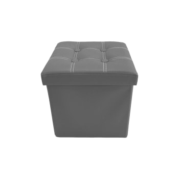 COLORFUL LIFE - Repose-pieds cube 30x30x30 cm en similicuir gris