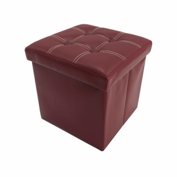 COLORFUL LIFE - Repose-pieds cube 30x30x30 cm en similicuir bordeaux