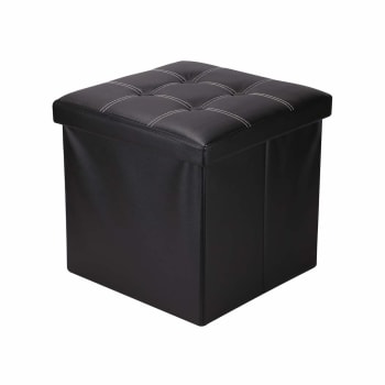 COLORFUL LIFE - Puf de almacenamiento en polipiel negro 30x30x30