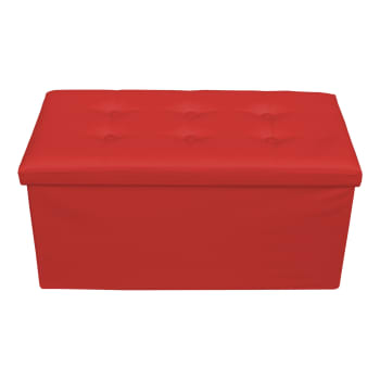 COLOR LIFE - Puff contenitore con coperchio in similpelle rosso