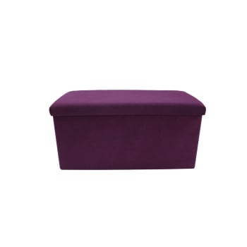 COLOR LIFE - Sitzpouf mit Staufach und Deckel aus Holzfaser und violettem Stoff