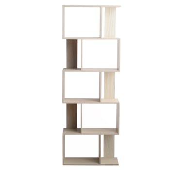 Libreria A Gradini In MDF Color Rovere - 6 Cubi, 97.5x97.5x29 Cm, Design Moderno Per Salotto, Camera E Ufficio