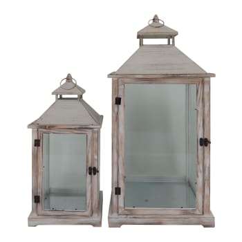 Magic atmosphere - Lot de 2 lanternes grandes marron clair