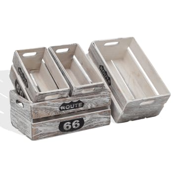 URBAN LIFE - Cajas de madera de almacenamiento set de 4 piezas grises
