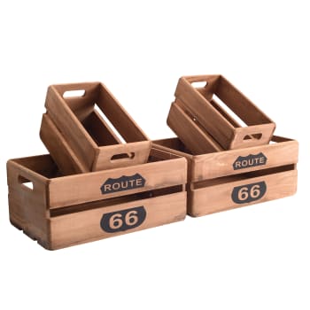 NATURAL - Cajas de almacenamiento set de 4 piezas de paulonia marrón