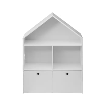 GIOIA - Bücherregal aus weißem MDF mit 3 Einlegeböden und 2 Schubfächern