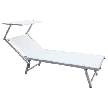 Lettino Prendisole XXL In Alluminio Con Poggiatesta - 200x70cm, Reclinabile, Portata 120kg (Nero)