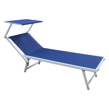 SOLE - Tumbona con capota de aluminio y PVC azul