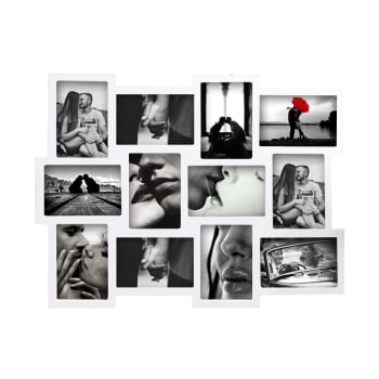 BEST MOMENTS - Multirahmen für 12 Fotos, Größe 10x15 aus MDF, weiß