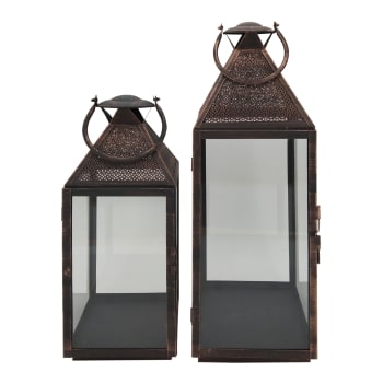 Lanterne Decorative TRIROCKS Set 2 Vintage - Portacandele In Metallo Con Vetro, Per Interni/Esterni Lanterne Marocchine