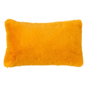 Coussin - jaune fausse fourrure 30x50 cm uni