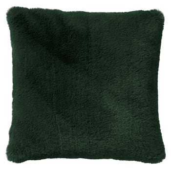 ZAYA - Housse de coussin vert fausse fourrure-45x45 cm uni