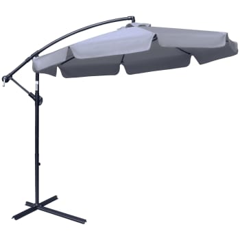 Ombrellone A Braccio INES 3x3 Grigio Scuro - Alluminio Anodizzato Con Base A Croce E Rotazione 360°