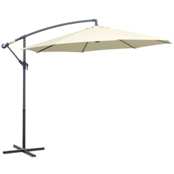 Ombrellone Da Giardino Beige 3x2 Metri A Braccio Decentrato - Struttura In Alluminio, Inclinabile A 45°, Telo Resistente Antivento, Base A Croce