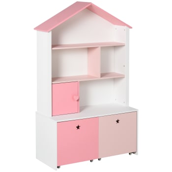 Homcom - Libreria scaffale portagiochi per cameretta bambini mdf p2 rosa