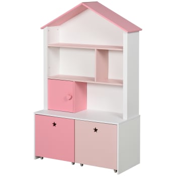 Homcom - Libreria scaffale portagiochi per cameretta bambini mdf p2 rosa