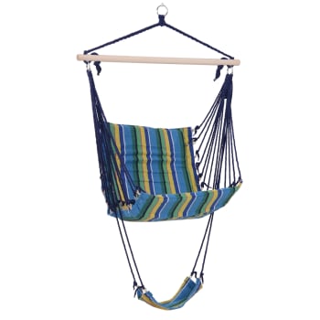 Grande Amaca A Poltrona Caraibi Con Poggiapiedi - Larghezza 122 Cm, In Poliestere, Sedia Sospesa Da Interno/Esterno, Portata 136 Kg