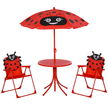 Outsunny - Set tavolo da giardino per bambini in metallo e poliestere rosso