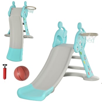 Scivolo Per Bambini 6 In 1 - Con Canestro Da Basket, Scivolo, Torre Da Arrampicata Hdpe Palloni Non Esclusi Verde