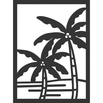 Tableau en bois noir Palmiers 59,5x79,8cm