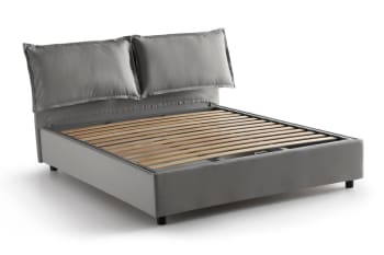 Agnese - Letto alla francese in tessuto grigio 140x190 cm